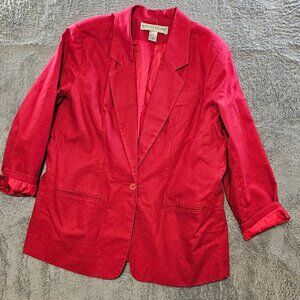 Women's Vintage 1990's Adolfo Studio Red Single Button Blazer Size 16W